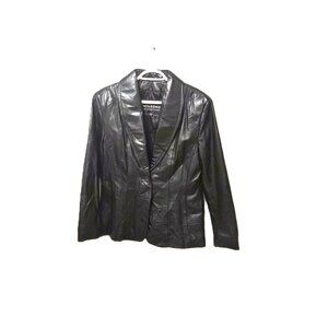 VTG Y2K Black Leather Blazer Jacket Wilsons Shawl Collar Women’s S Minimalst